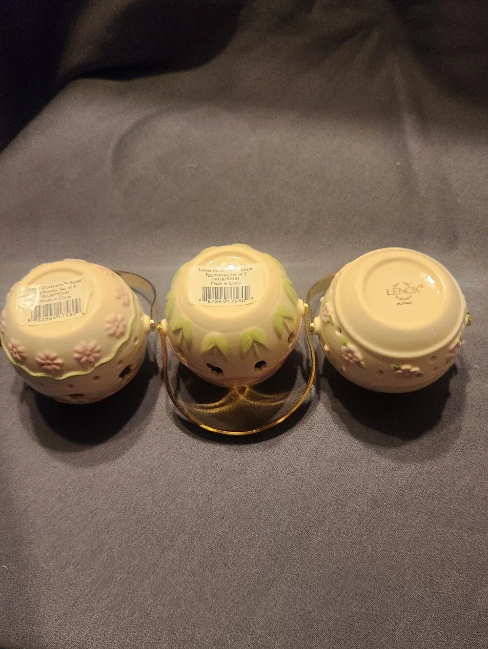 Lenox Special Occasions Easter Egg Votives Porcelain Set of 3